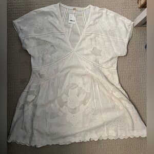 Free People Cream Embroidered Dress